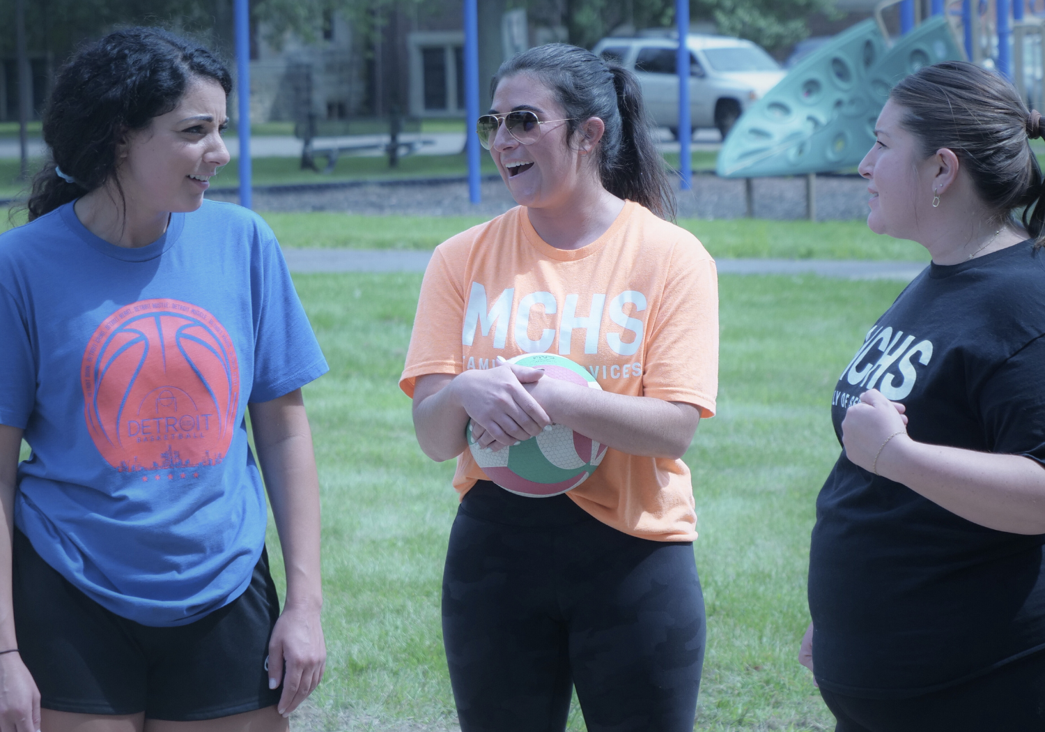 MCHS staff playing volleyball